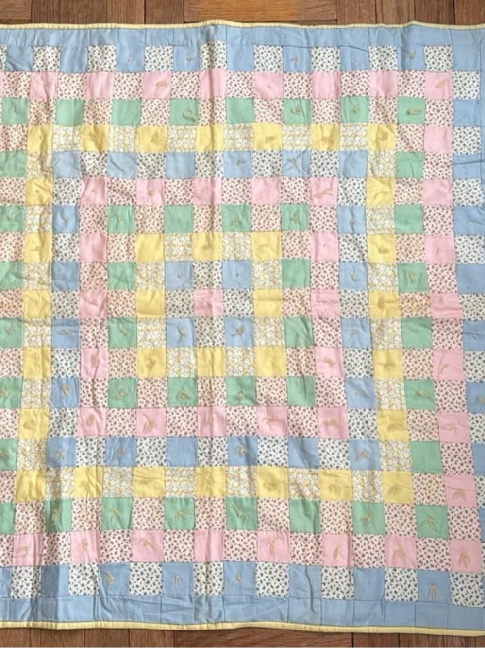 Pastel Patchwork Quilted wall hanging for baby’s room